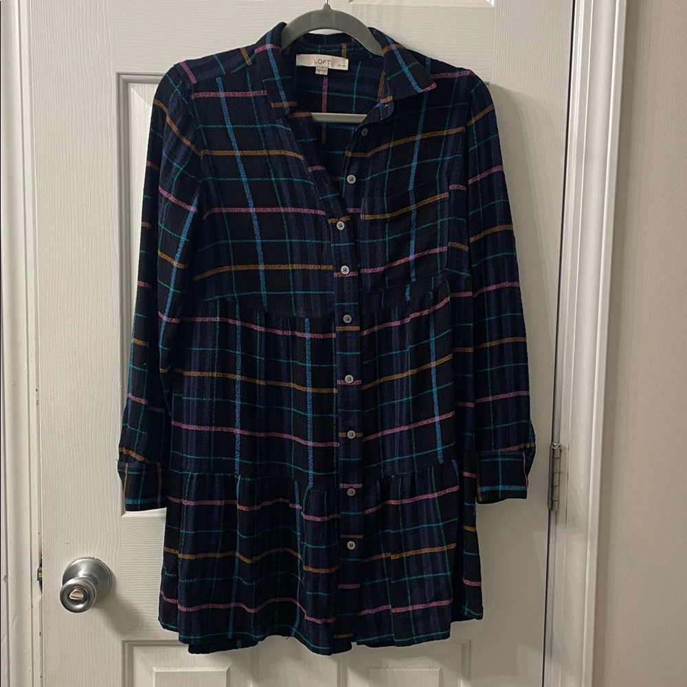 Colorful Plaid Button-Up dress